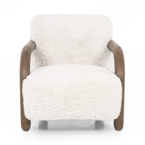 Shearling Wood Frame Lounge Chair
