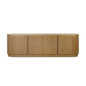 Natural Wood Fluted Storage Cabinet