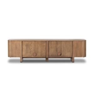 Natural Oak 4-Door Storage Console