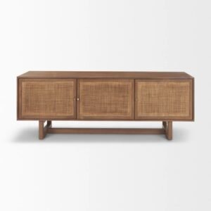 Woven Cane 3-Door Storage Console