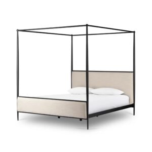 Modern Black Canopy Upholstered Bed
