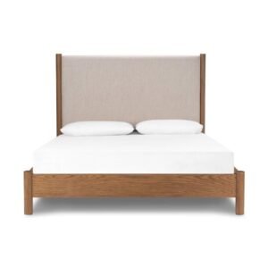 Natural Oak Frame Upholstered Bed