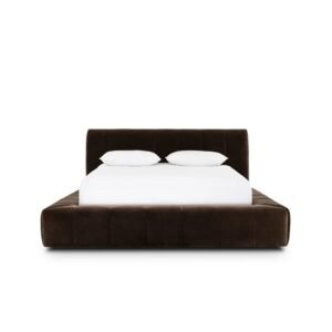 Dark Brown Channel Tufted Platform Bed