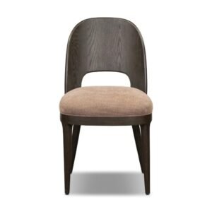 Dark Wood Curved Back Dining Chair