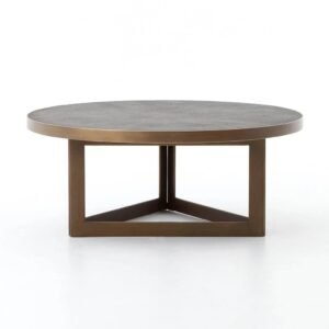 Round Walnut Geometric Coffee Table